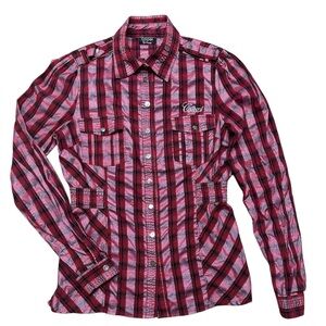 WOMENS COOGI PLAID BUTTON UP W/CLASP BUTTONS